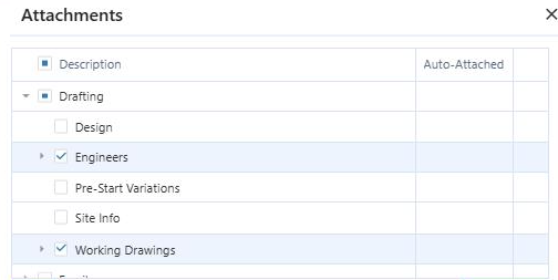 Selecting document folders to attach to a job in Truth Engine